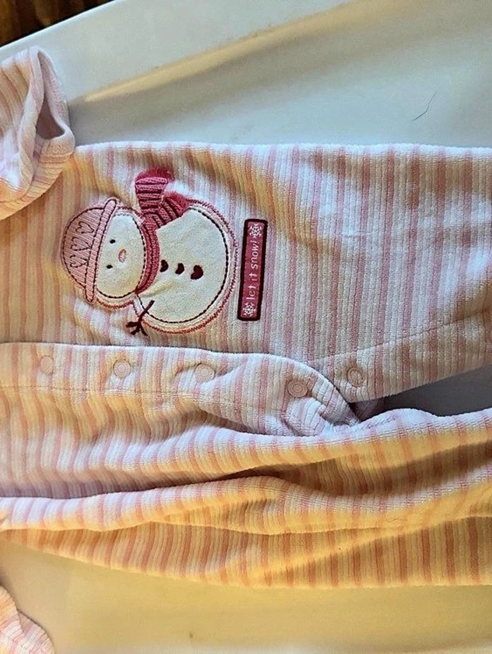 Carter's Pink Snowman Let It Snow Fleece Footed Sleeper